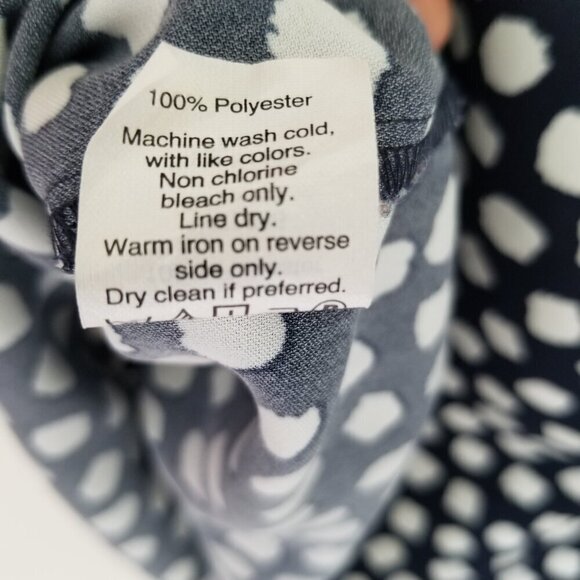 J. Crew Navy Blue Feminine Off Shoulder Tie Sleeve Blouse Top Artsy Polk Dot M - Picture 10 of 12